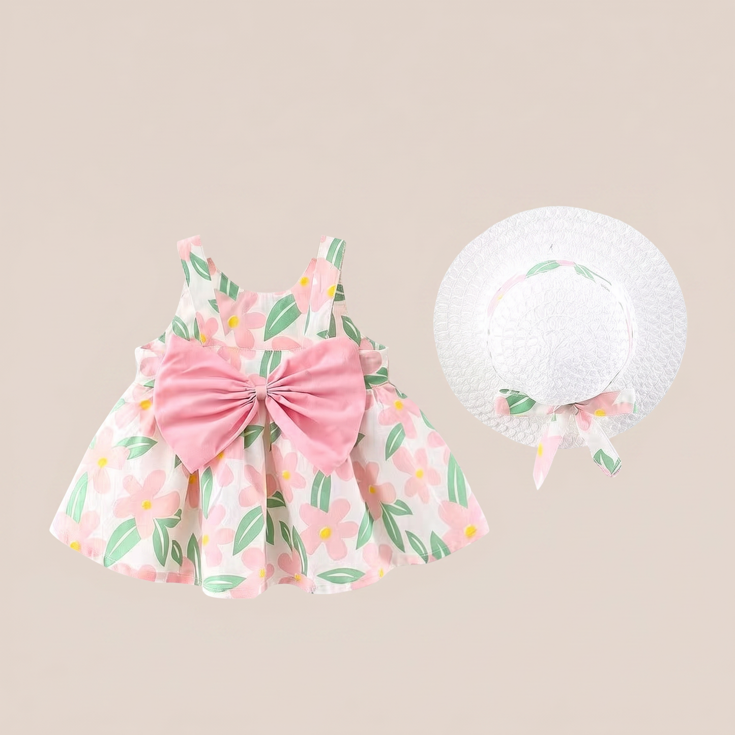 Sunny Blossom Bow Dress Set