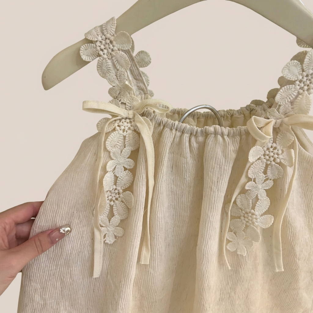 Delicate Blossom Linen Dress