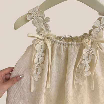 Delicate Blossom Linen Dress