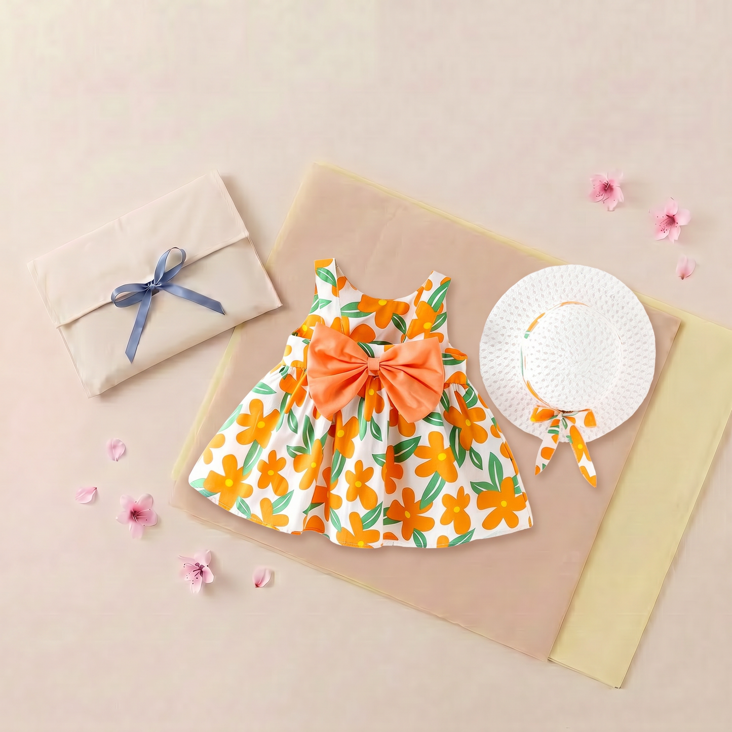 Sunny Blossom Bow Dress Set
